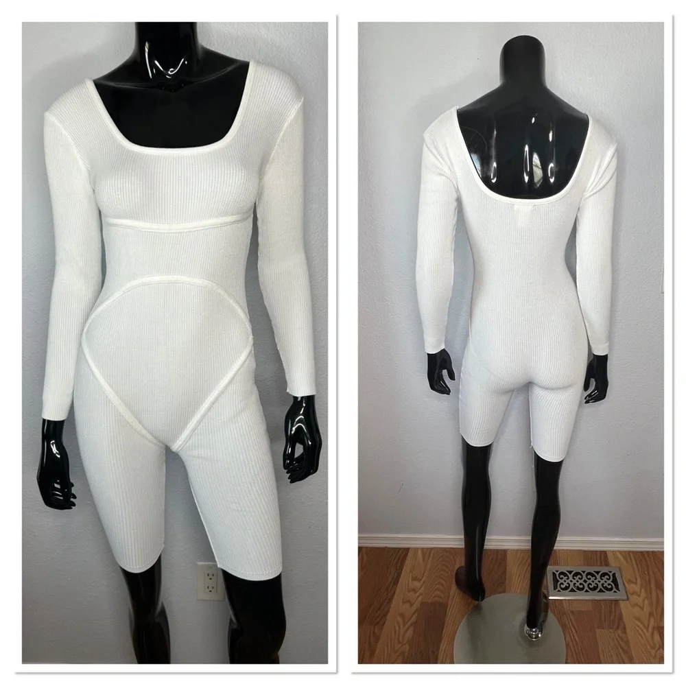 Immodel Women’s One Piece Shortie Sz S Cotton Blend White